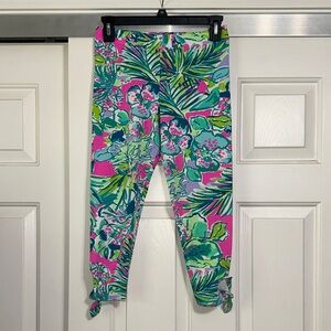 Lilly Pulitzer Pink and Green Floral Kids Leggings